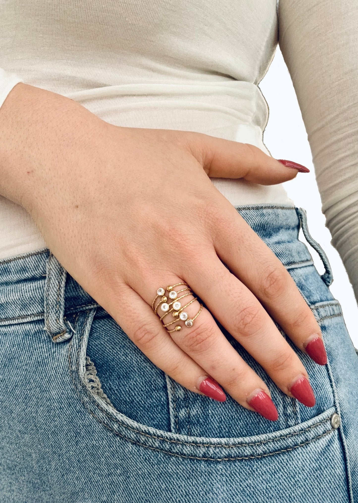 Anello Intreccio di Luce in acciaio inossidabile — PJELSOMINO Bijoux