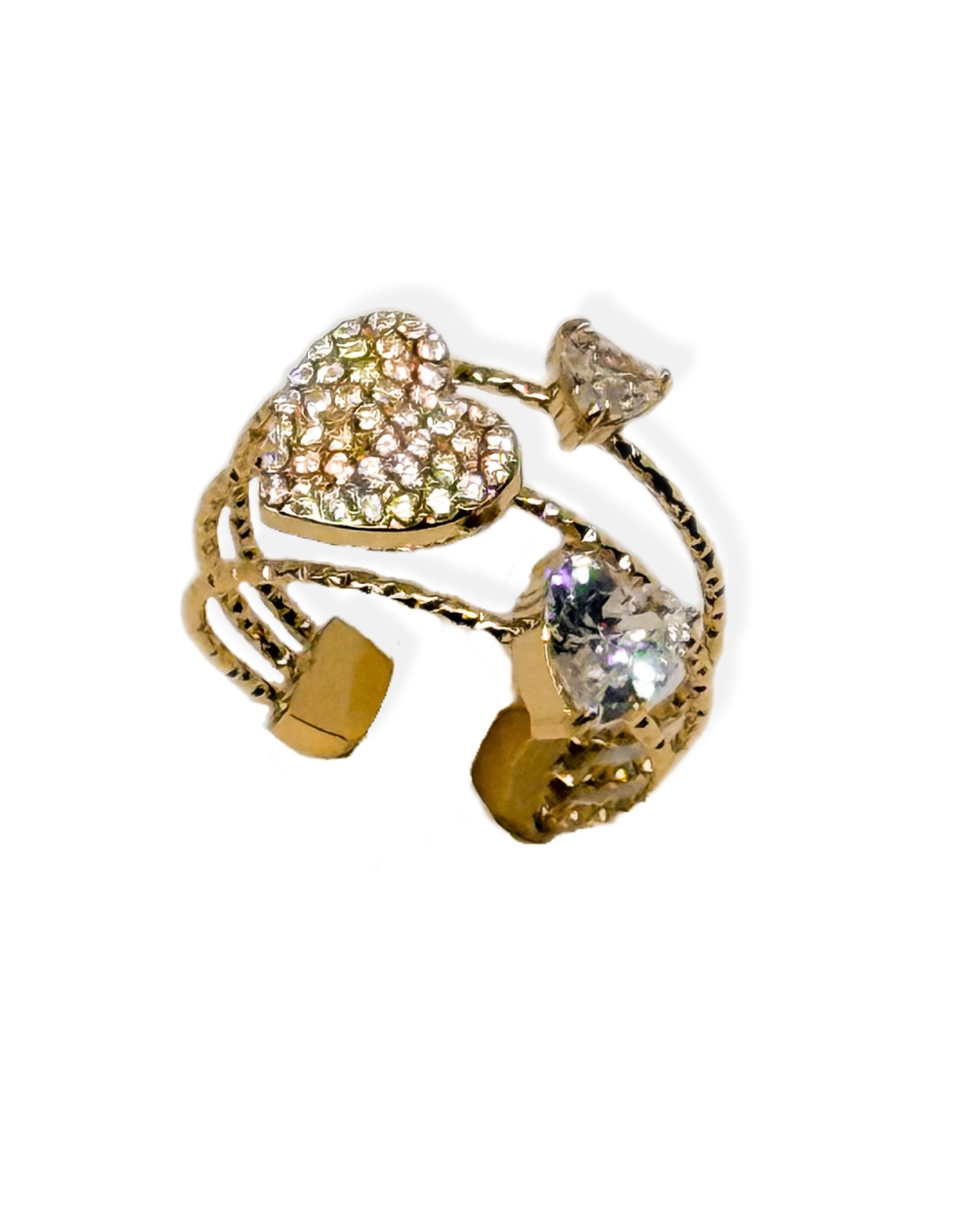 Anello Tris di Cuori in acciaio inossidabile — PJELSOMINO Bijoux