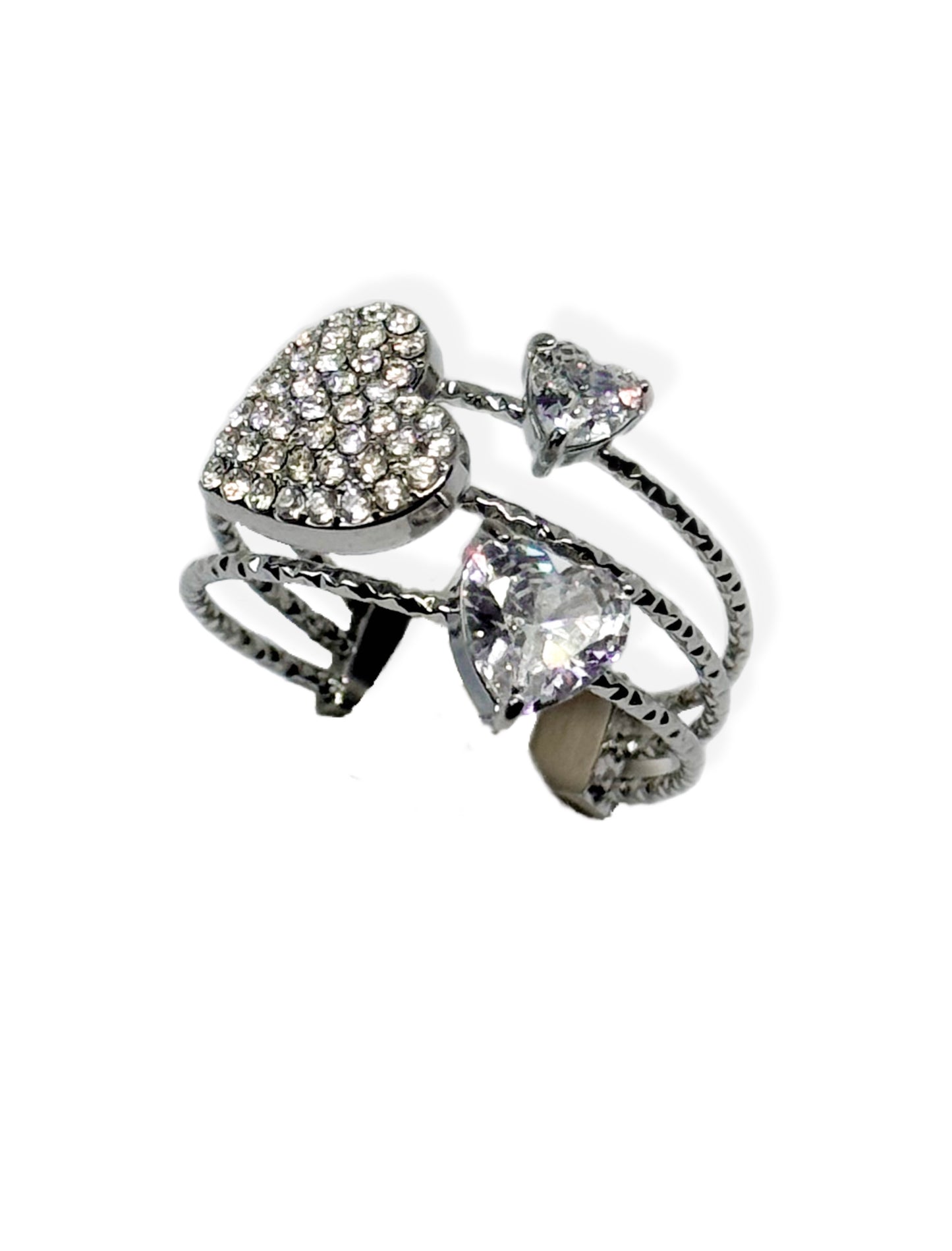 Anello Tris di Cuori in acciaio inossidabile — PJELSOMINO Bijoux