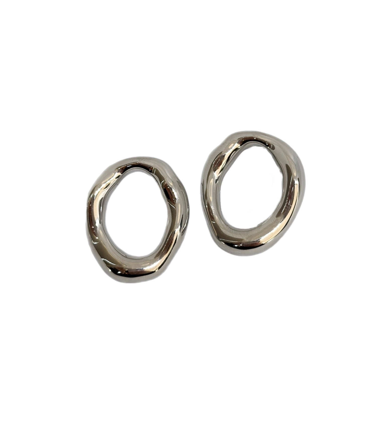 Orecchini Oval Melted in acciaio inossidabile — PJELSOMINO Bijoux