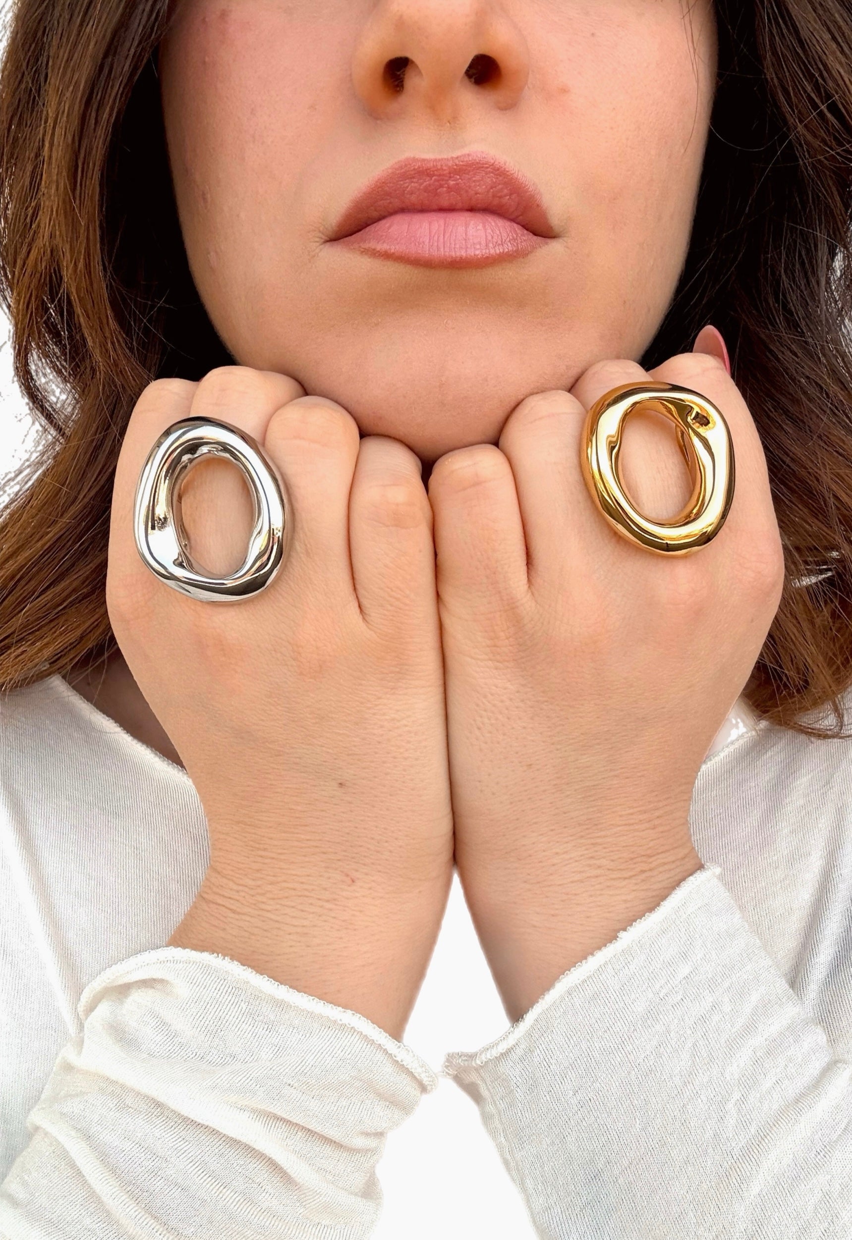 Anello Oval Melted in acciaio inossidabile — PJELSOMINO Bijoux