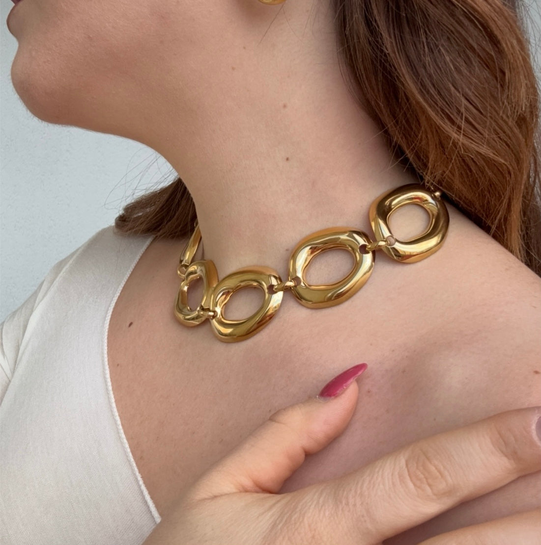 Collana Oval Melted in acciaio inossidabile — PJELSOMINO Bijoux