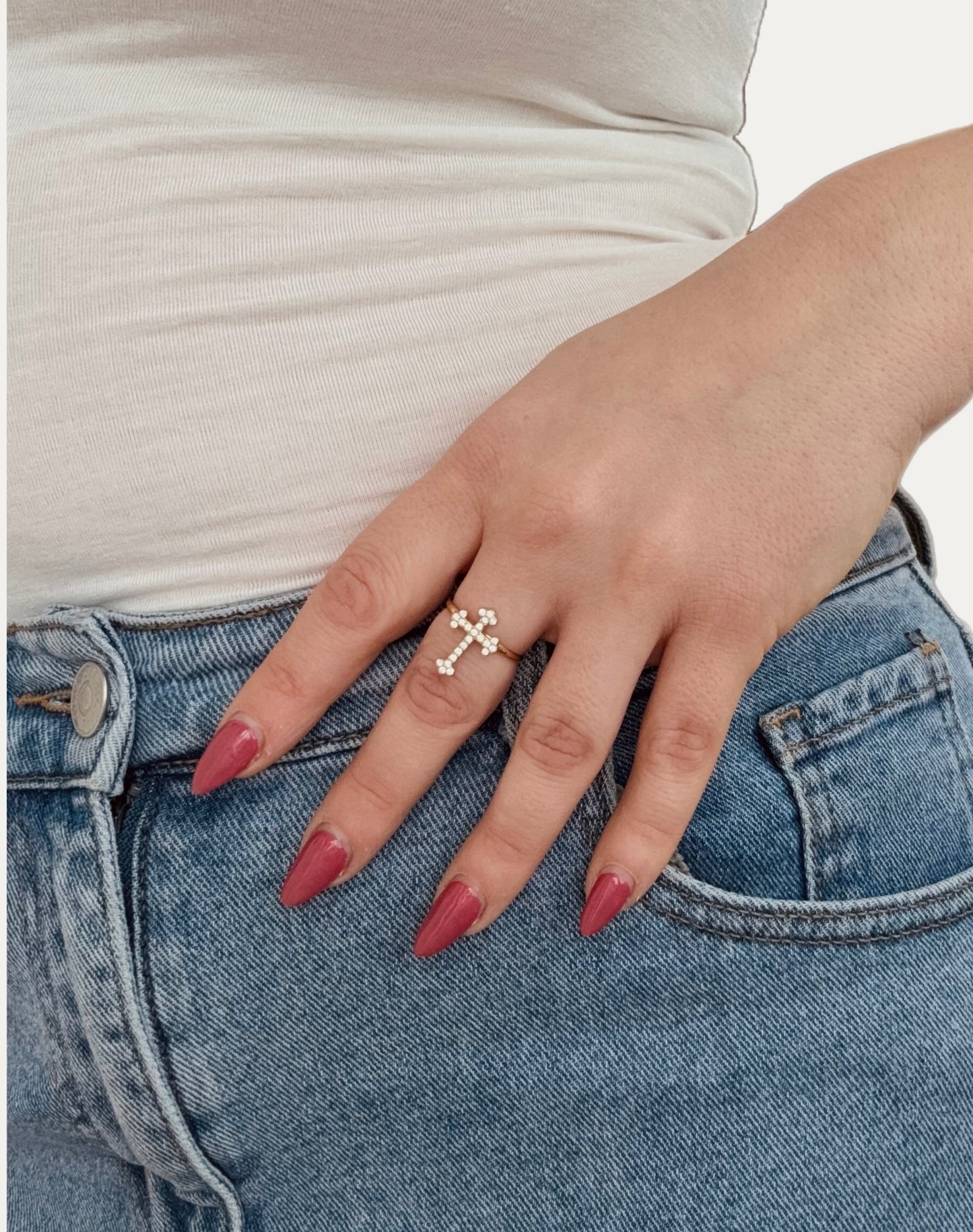 Anello Little Cross in acciaio inossidabile — PJELSOMINO Bijoux