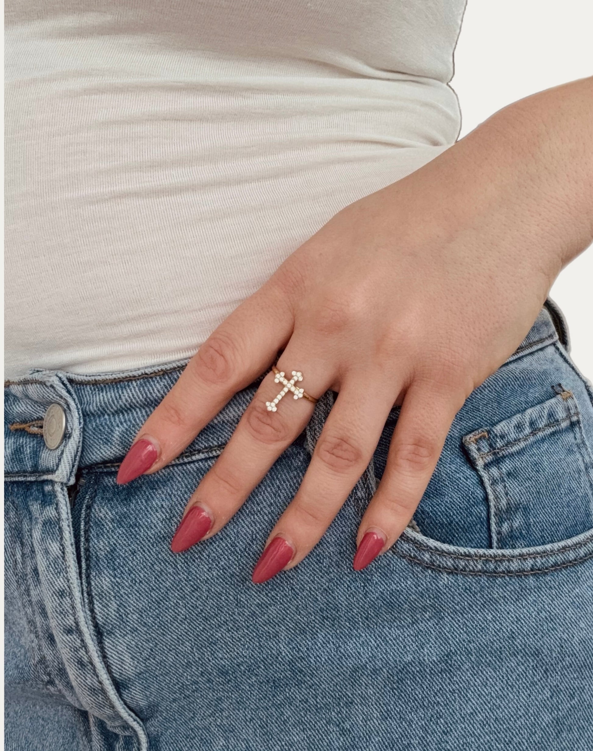 Anello Little Cross in acciaio inossidabile — PJELSOMINO Bijoux