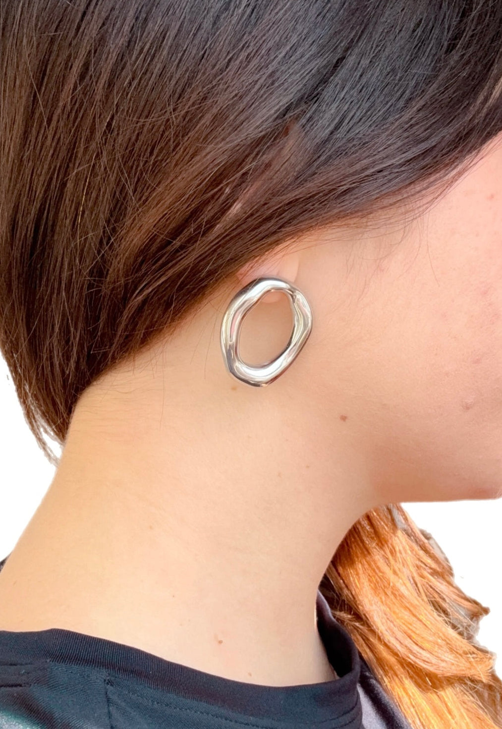 Orecchini Oval Melted in acciaio inossidabile — PJELSOMINO Bijoux