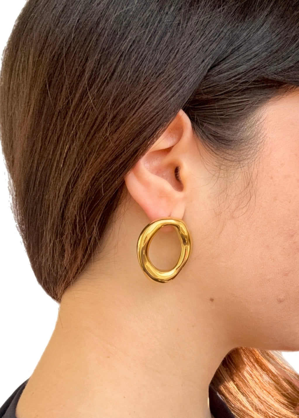 Orecchini Oval Melted in acciaio inossidabile — PJELSOMINO Bijoux