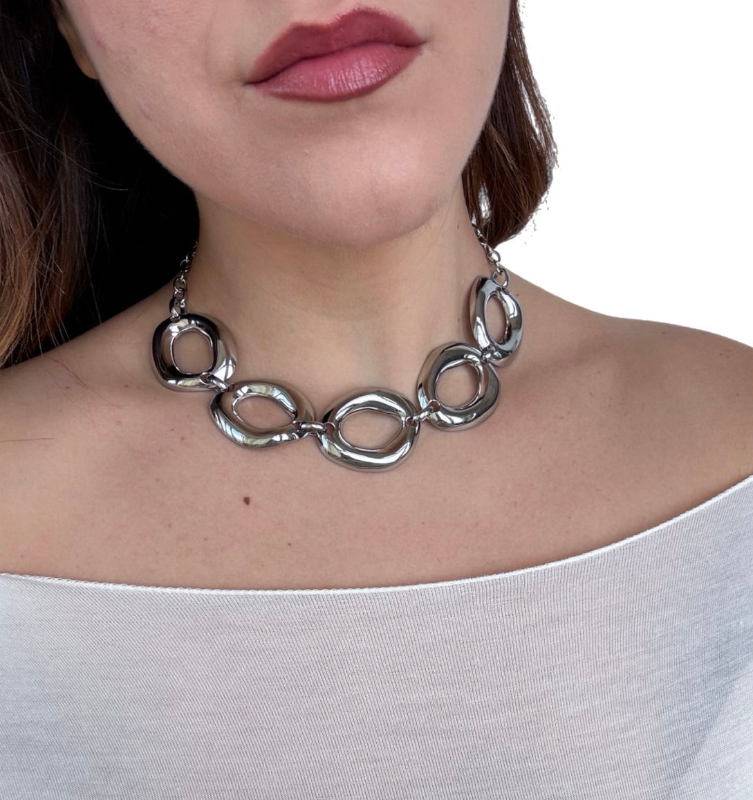 Collana Oval Melted in acciaio inossidabile — PJELSOMINO Bijoux